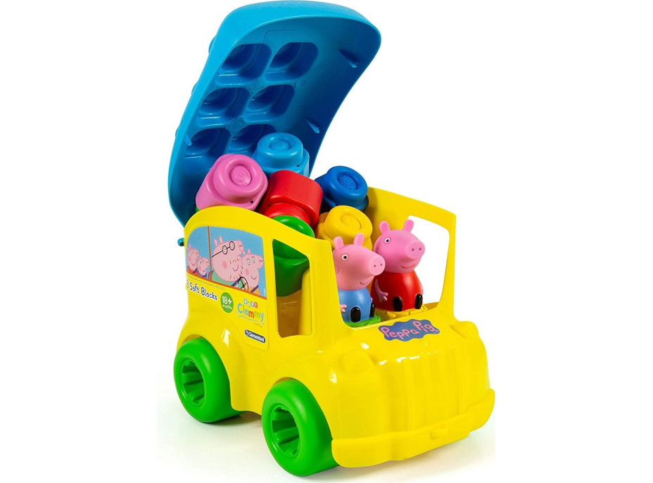 CLEMENTONI SOFT CLEMMY Školní autobus Prasátko Peppa s 8 kostkami