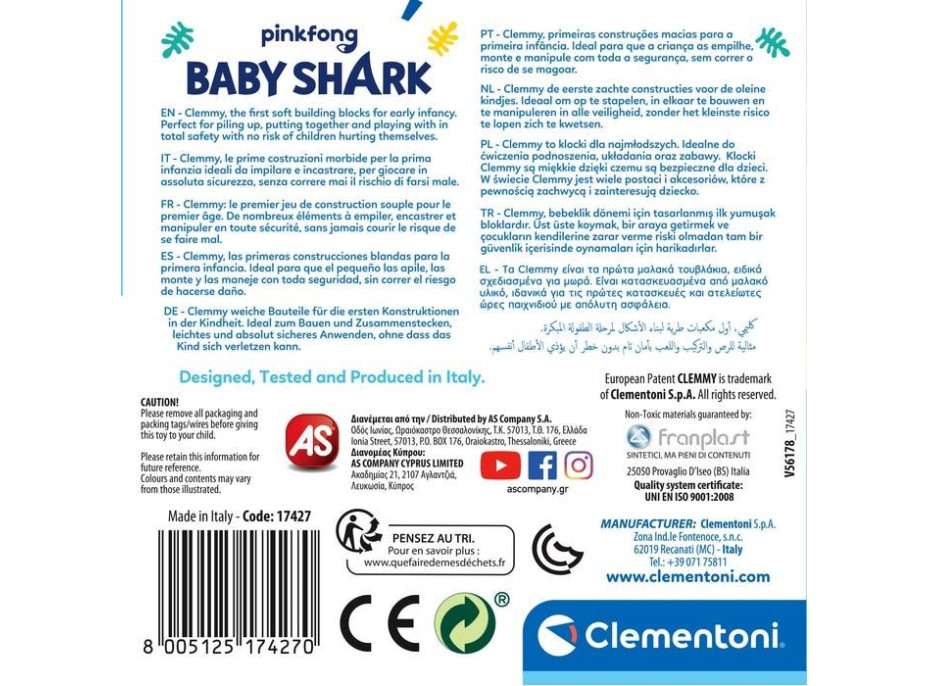 CLEMENTONI SOFT CLEMMY Box Baby Shark s 6 kostkami