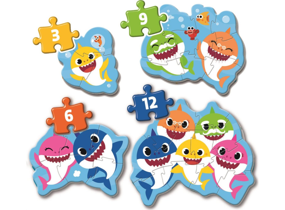 CLEMENTONI Moje první puzzle Baby Shark 4v1 (3,6,9,12 dílků)