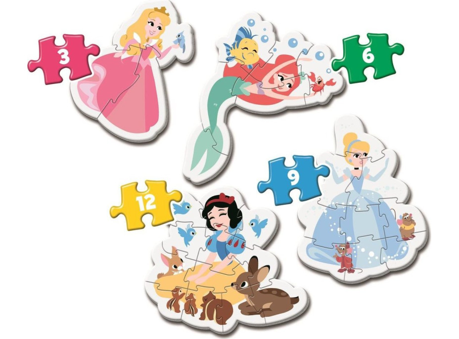 CLEMENTONI Moje první puzzle Disney princezny 4v1 (3,6,9,12 dílků)