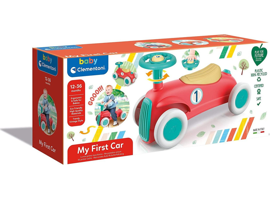 CLEMENTONI Odrážedlo BABY Moje první auto červené (Play For Future)