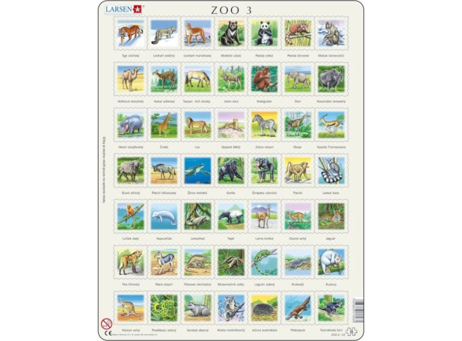 LARSEN Puzzle Zvířata světa (ZOO 3) 49 dílků