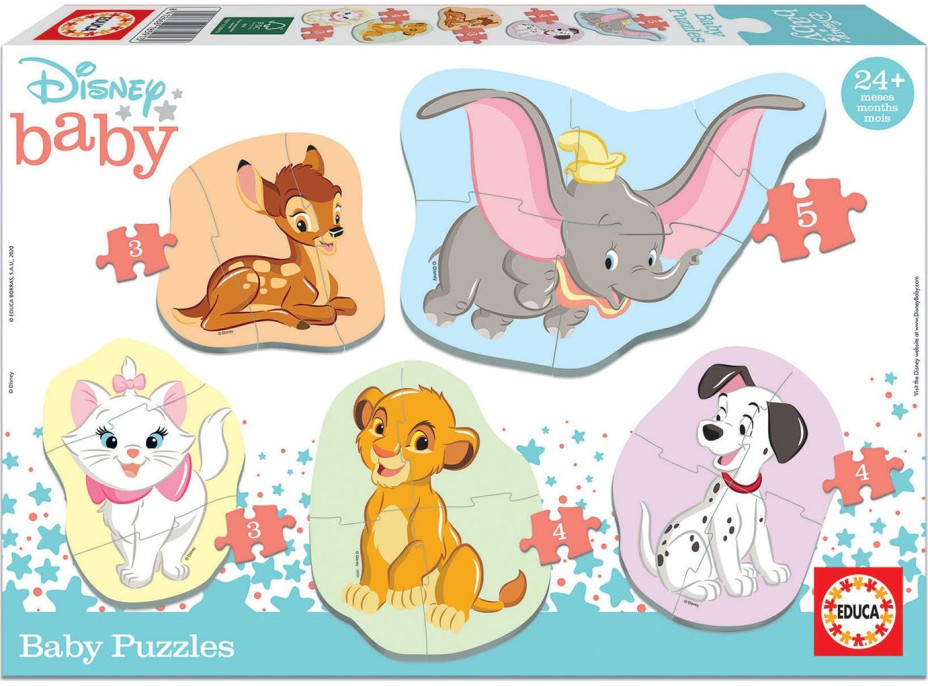 EDUCA Baby puzzle Disney zvířata 2, 5v1 (3-5 dílků)