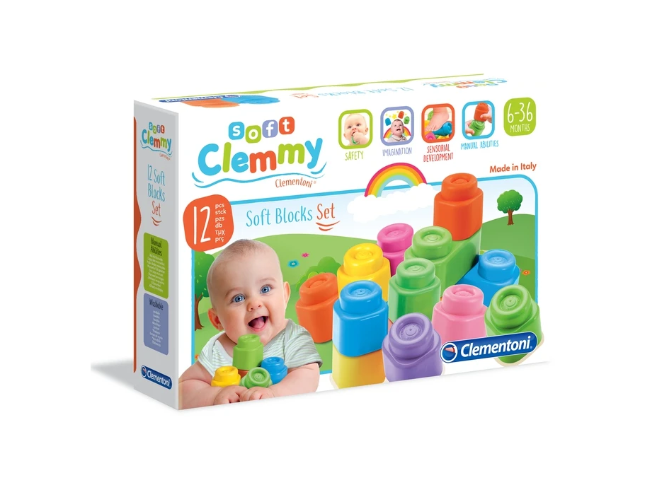 CLEMENTONI SOFT CLEMMY Sada 12 měkkých kostek