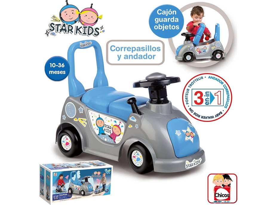 CHICOS Odrážedlo Star Kids 3v1 modré
