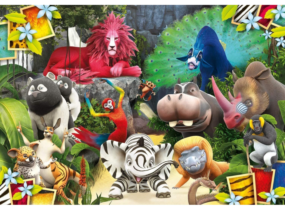 CLEMENTONI Oboustranné puzzle Zafari: V džungli 104 dílků