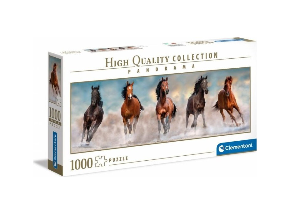 CLEMENTONI Panoramatické puzzle Koně 1000 dílků
