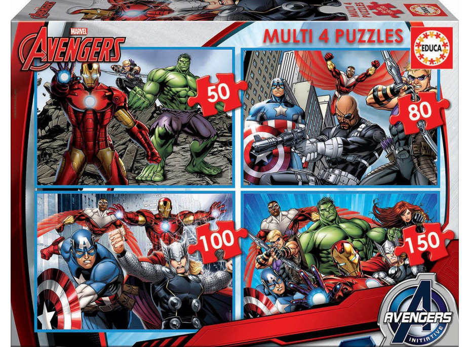 EDUCA Puzzle Avengers 4v1 (50,80,100,150 dílků)