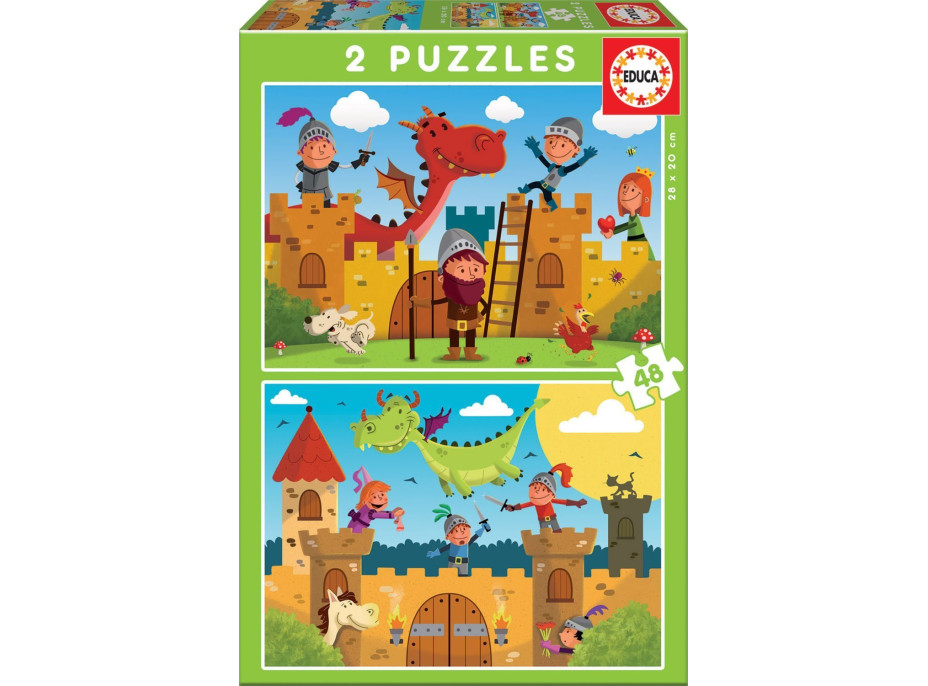 EDUCA Puzzle Draci a rytíři 2x48 dílků