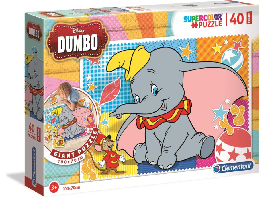 CLEMENTONI Obří podlahové puzzle Dumbo 40 dílků