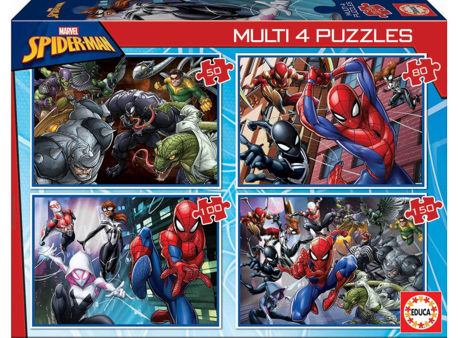 EDUCA Puzzle Spiderman 4v1 (50,80,100,150 dílků)