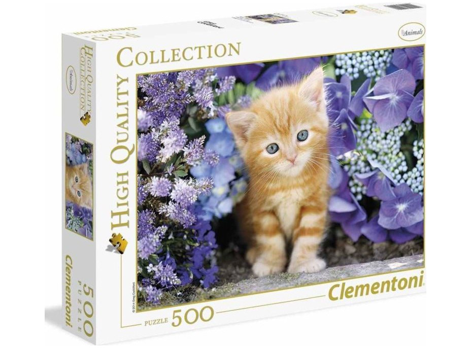 CLEMENTONI Puzzle Zrzavé kotě v květinách 500 dílků