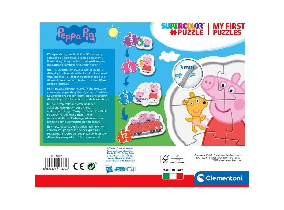 CLEMENTONI Moje první puzzle Prasátko Peppa 4v1 (3,6,9,12 dílků)