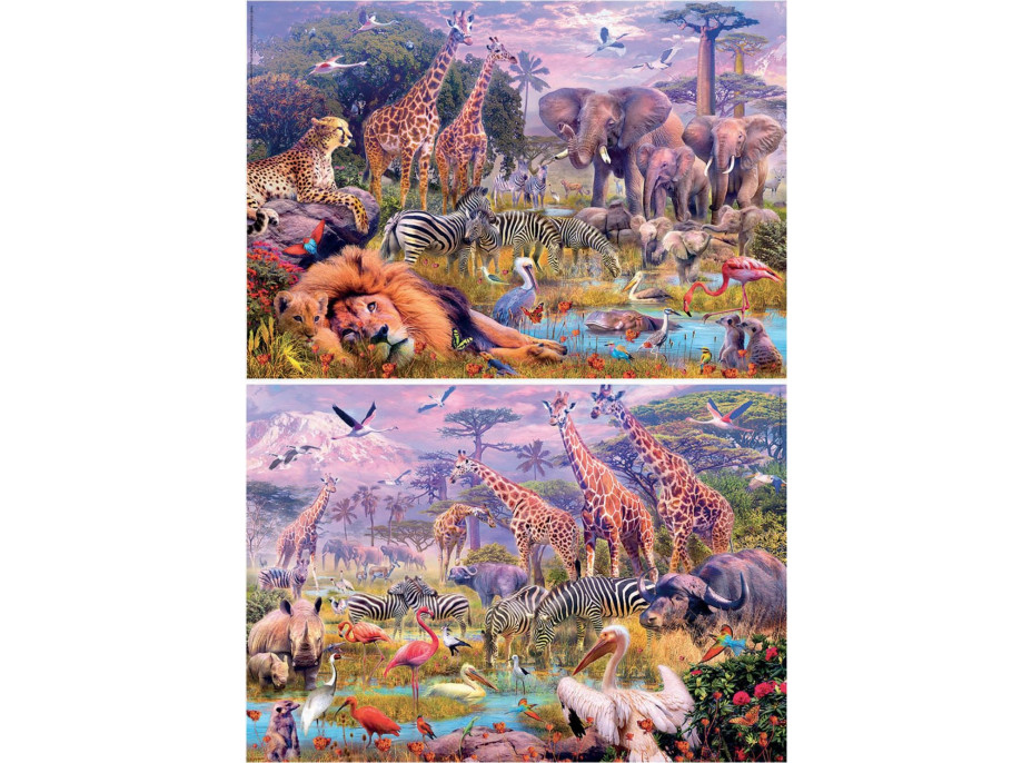 EDUCA Puzzle Panorama Divoká zvířata 2x100 dílků