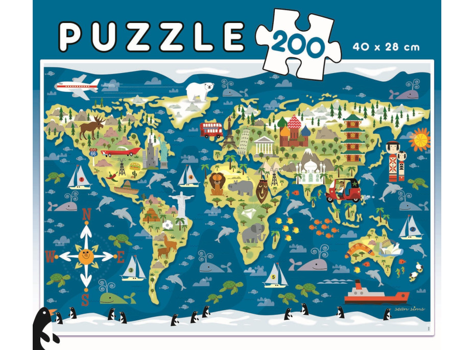 EDUCA Puzzle Mapa světa 200 dílků