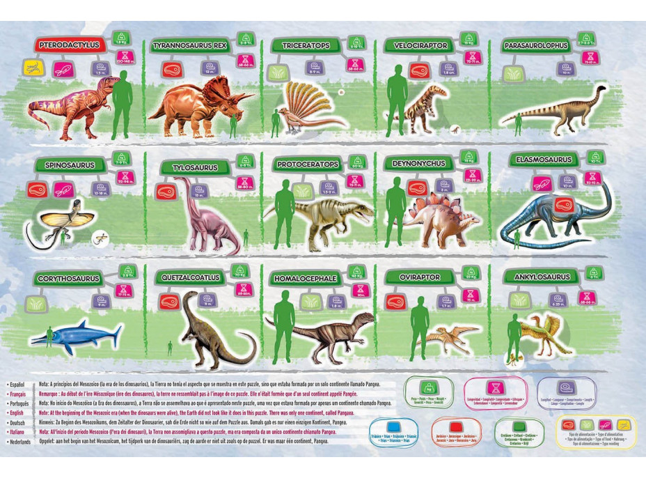 EDUCA Puzzle Mapa světa s dinosaury 150 dílků