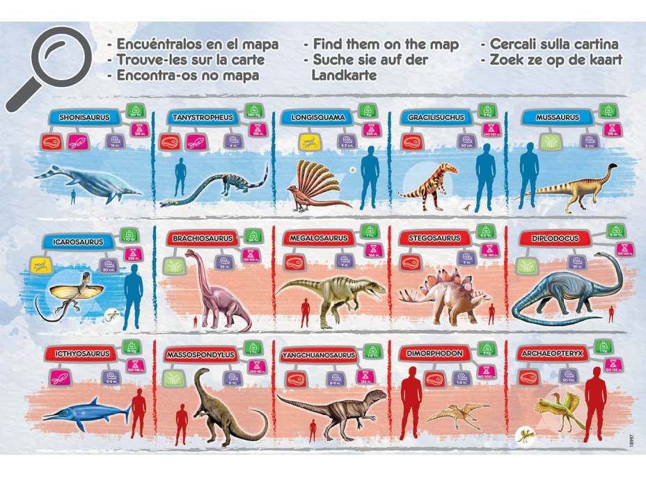 EDUCA Puzzle Mapa světa s dinosaury 150 dílků