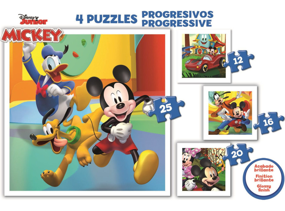 EDUCA Puzzle Mickey a přátelé 4v1 (12,16,20,25 dílků)