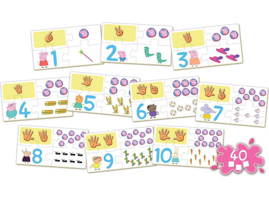 EDUCA Puzzle Prasátko Peppa: Počítání 10x4 dílků