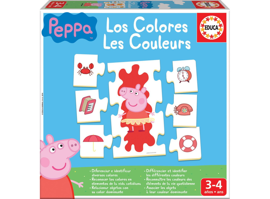 EDUCA Puzzle Prasátko Peppa: Učíme se barvy 6x7 dílků