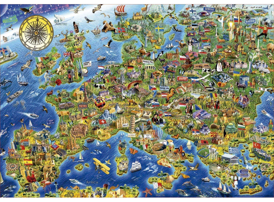 EDUCA Puzzle Šílená mapa Evropy 500 dílků