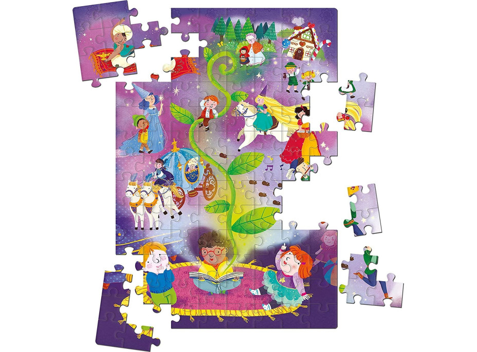 CLEMENTONI Třpytivé puzzle Čas pohádek 104 dílků