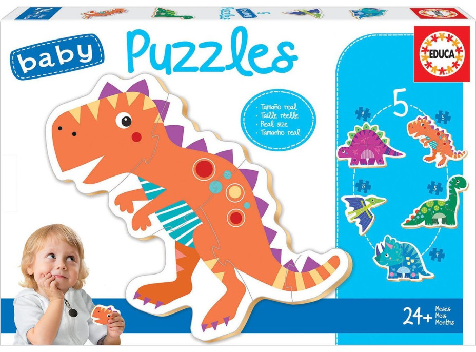 EDUCA Baby puzzle Dinosauři 5v1 (3-5 dílků)