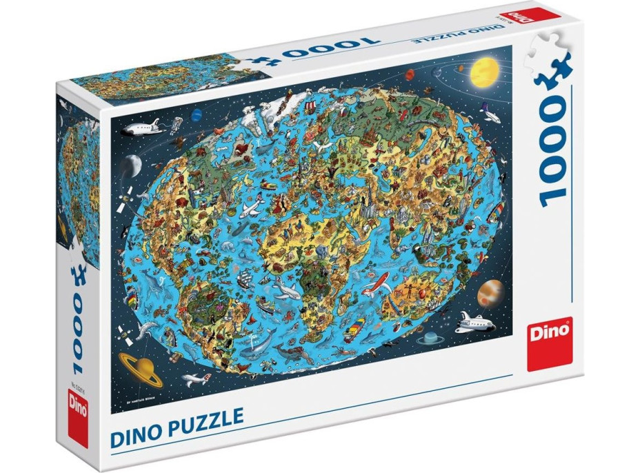 DINO Puzzle Kreslená mapa světa 1000 dílků