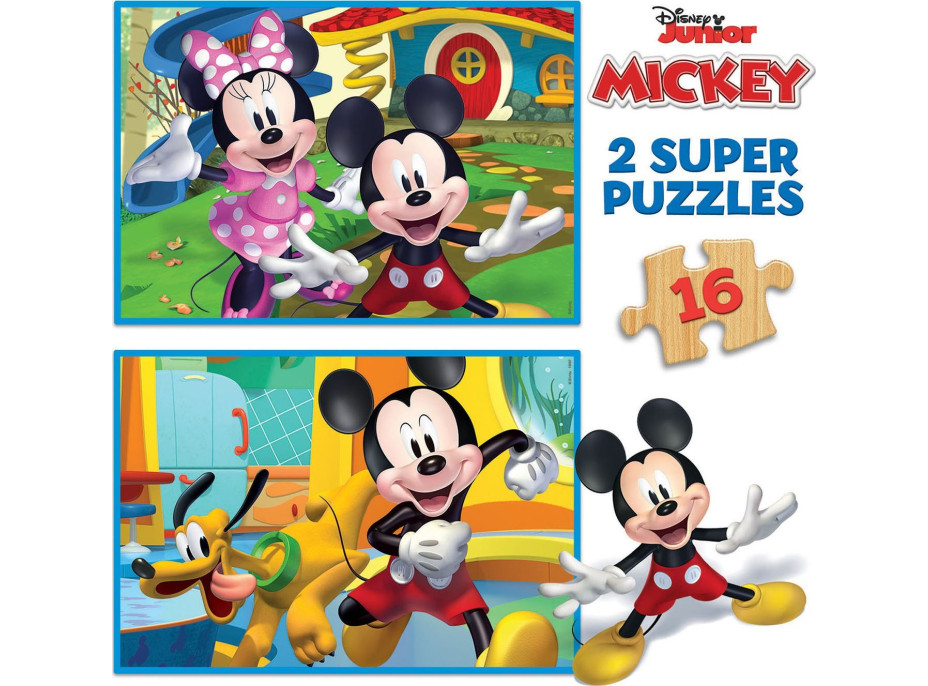 EDUCA Dřevěné puzzle Mickey a Minnie 2x16 dílků