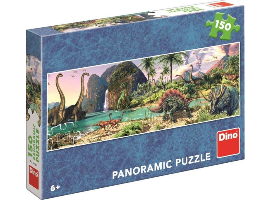 Panoramatické puzzle Dinosauři u jezera 150 dílků