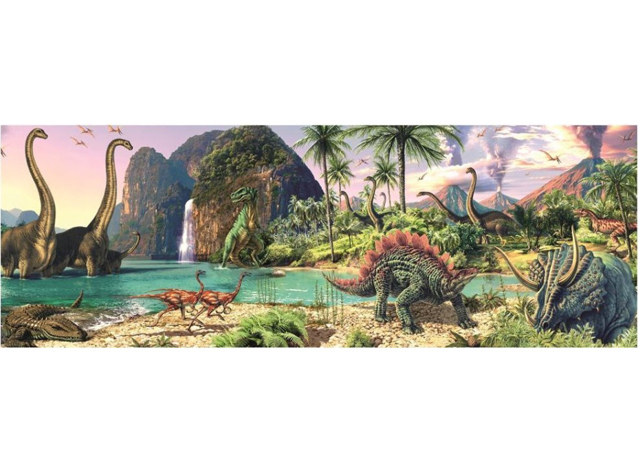 Panoramatické puzzle Dinosauři u jezera 150 dílků