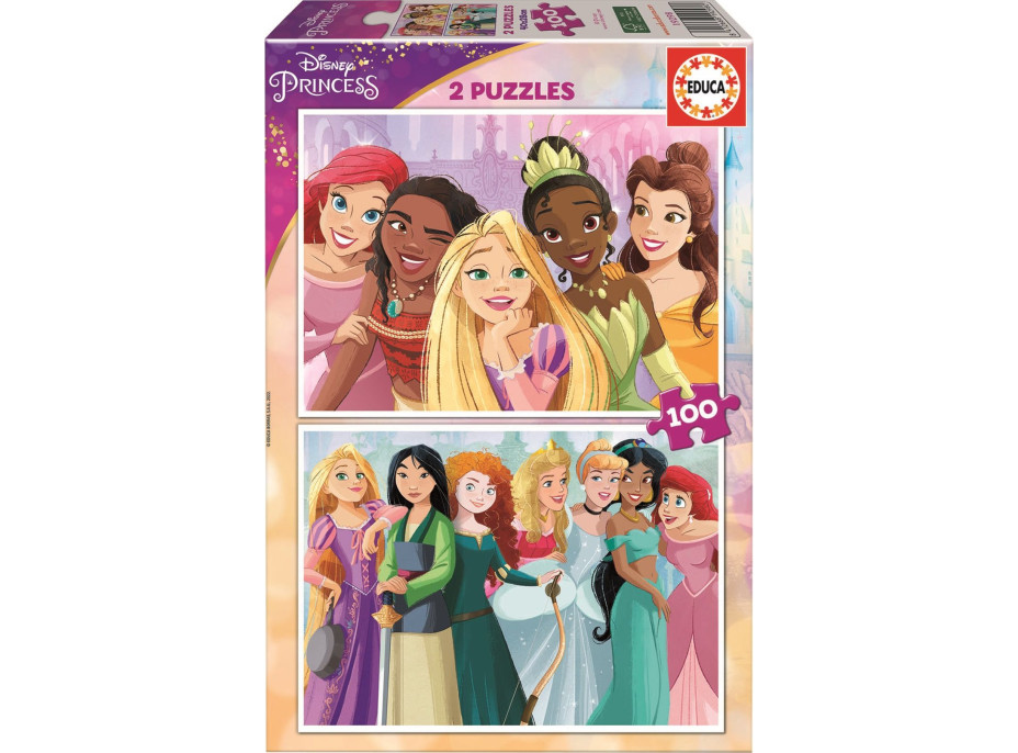 EDUCA Puzzle Disney princezny 2x100 dílků
