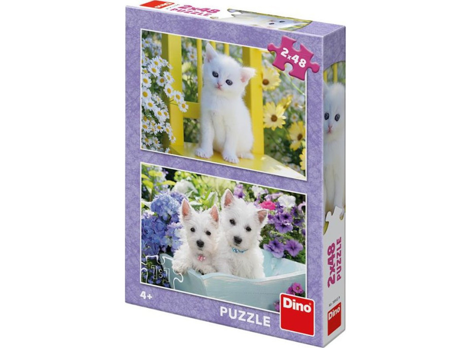 DINO Puzzle Kotě a Westíci 2x48 dílků