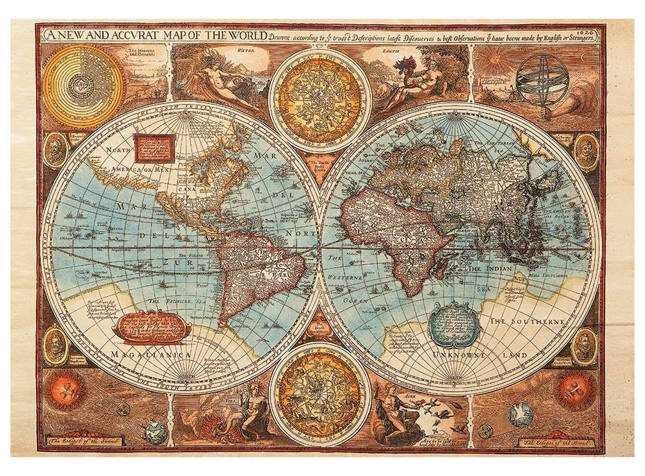 DINO Puzzle Mapa světa r. 1626, 500 dílků