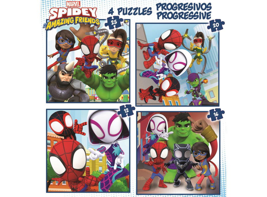 EDUCA Puzzle Spidey a jeho úžasní přátelé 4v1 (12,16,20,25 dílků)