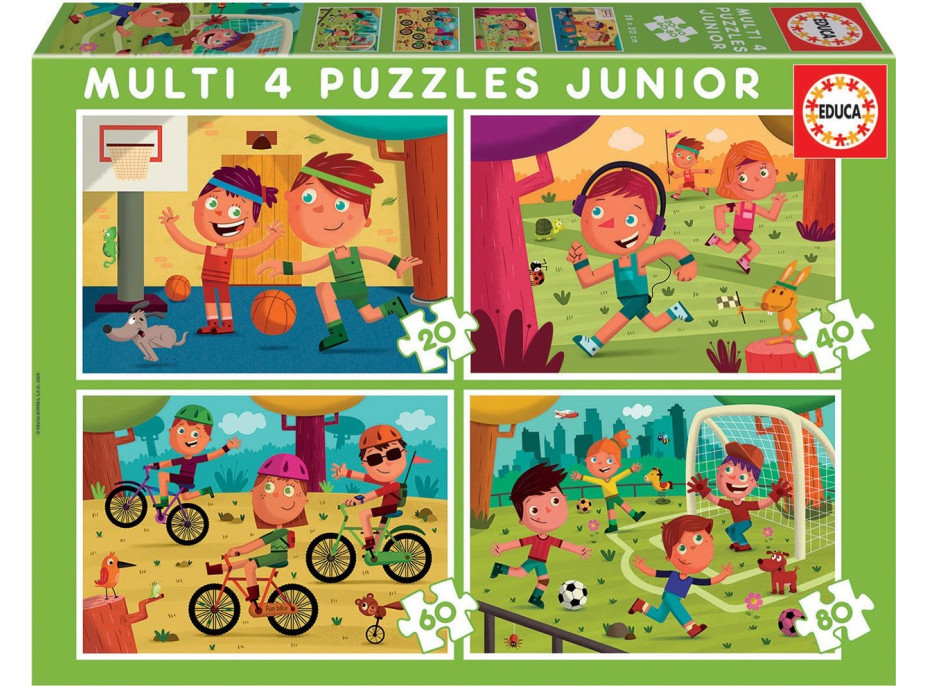 EDUCA Puzzle Sporty 4v1 (20,40,60,80 dílků)