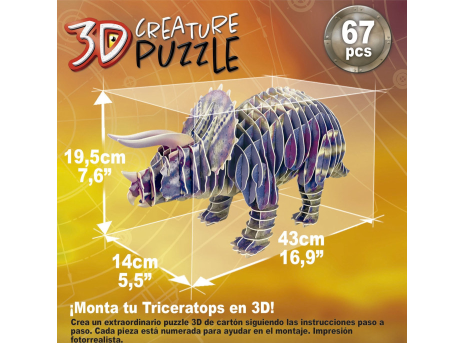 EDUCA 3D puzzle Triceratops 67 dílků