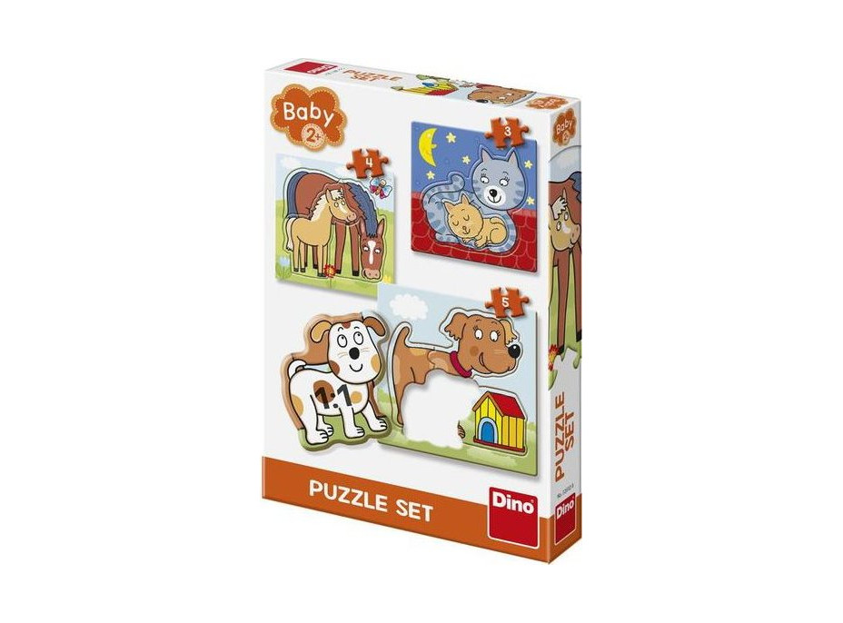 DINO Baby puzzle Domácí zvířátka 3v1 (3,4,5 dílků)