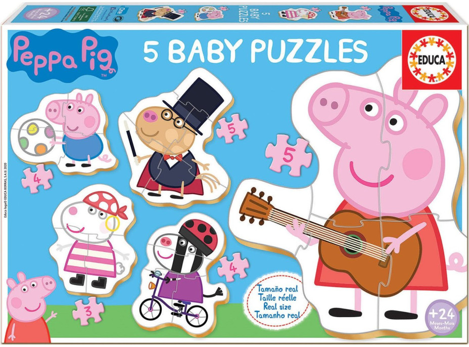 EDUCA Baby puzzle Prasátko Peppa 2, 5v1 (3-5 dílků)