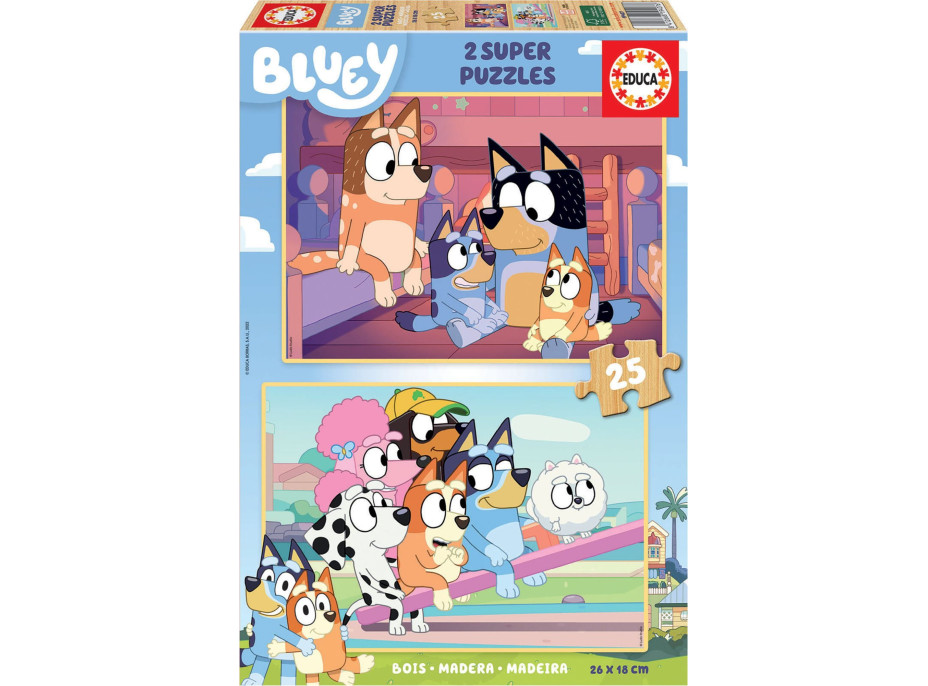 EDUCA Dřevěné puzzle Bluey 2x25 dílků