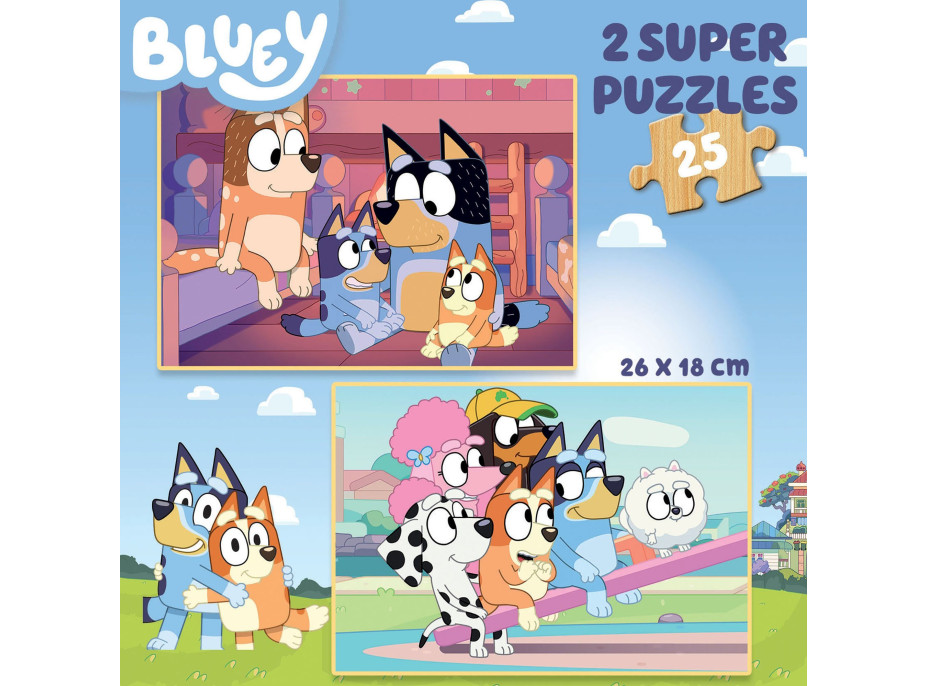 EDUCA Dřevěné puzzle Bluey 2x25 dílků