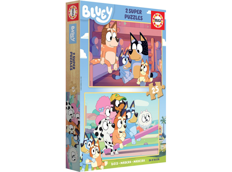 EDUCA Dřevěné puzzle Bluey 2x25 dílků