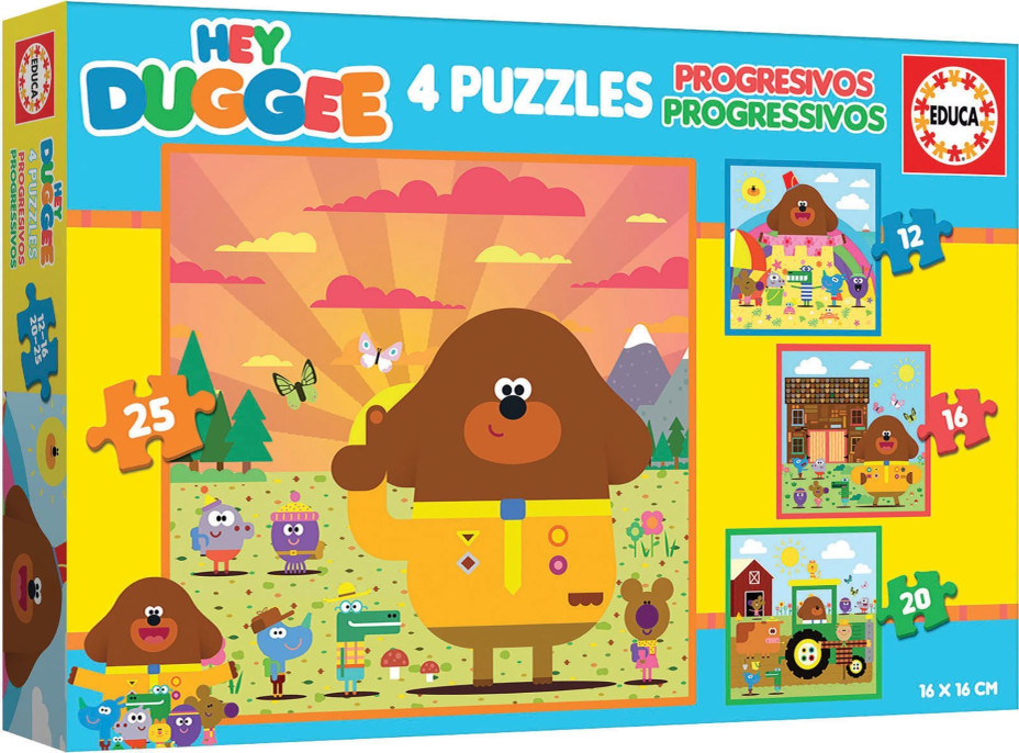 EDUCA Puzzle Hey Duggee 4v1 (12,16,20,25 dílků)