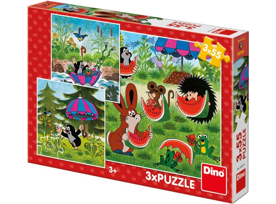 DINO Puzzle Krtek a paraplíčko 3x55 dílků