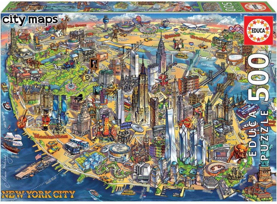 EDUCA Puzzle Mapa New Yorku 500 dílků