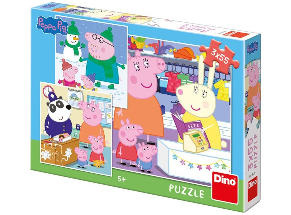 DINO Puzzle Prasátko Peppa 3x55 dílků