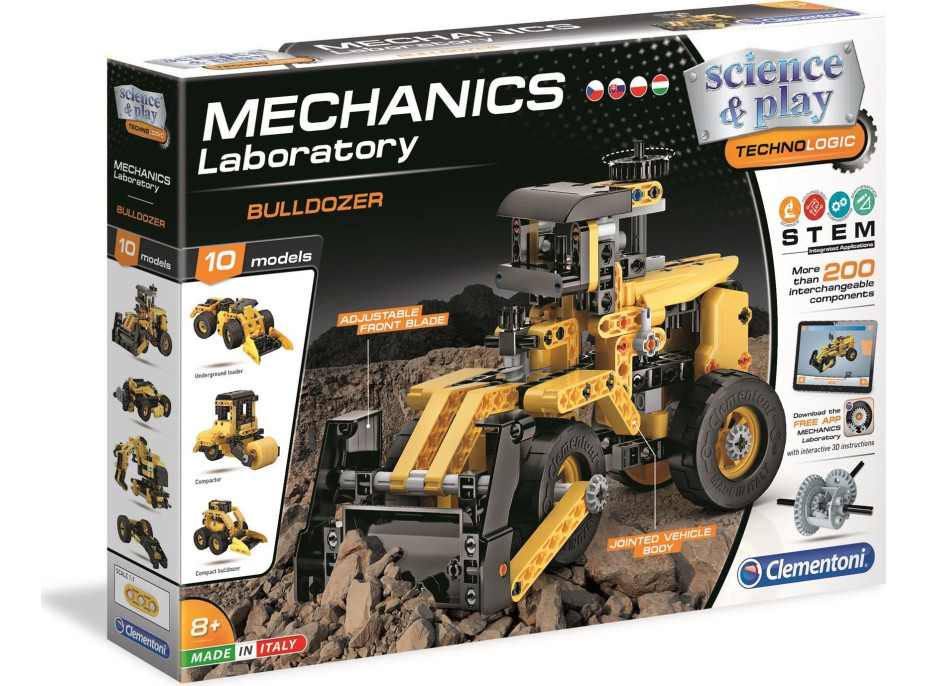 CLEMENTONI Science&Play Mechanická laboratoř 10v1 Buldozer