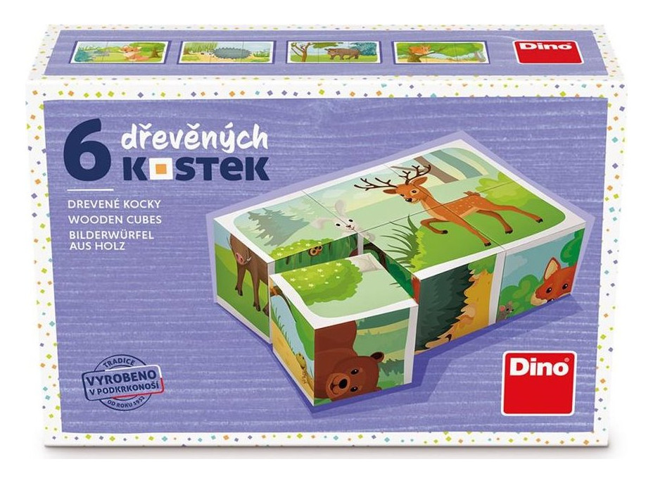 DINO Obrázkové kostky Lesní zvířátka, 6 kostek