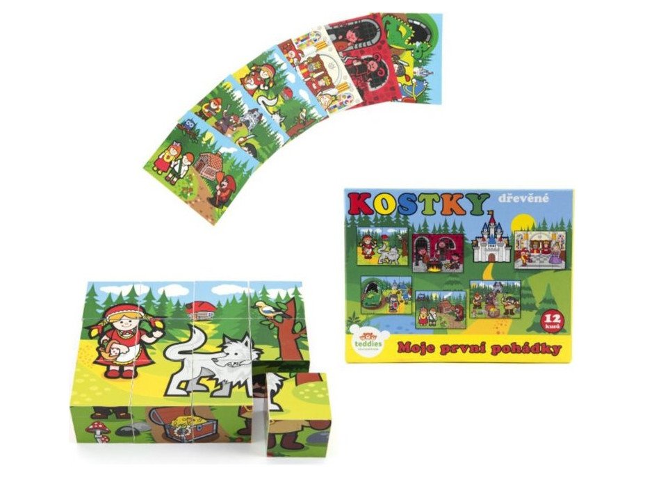 TEDDIES Obrázkové kostky Moje první pohádky, 12 kostek