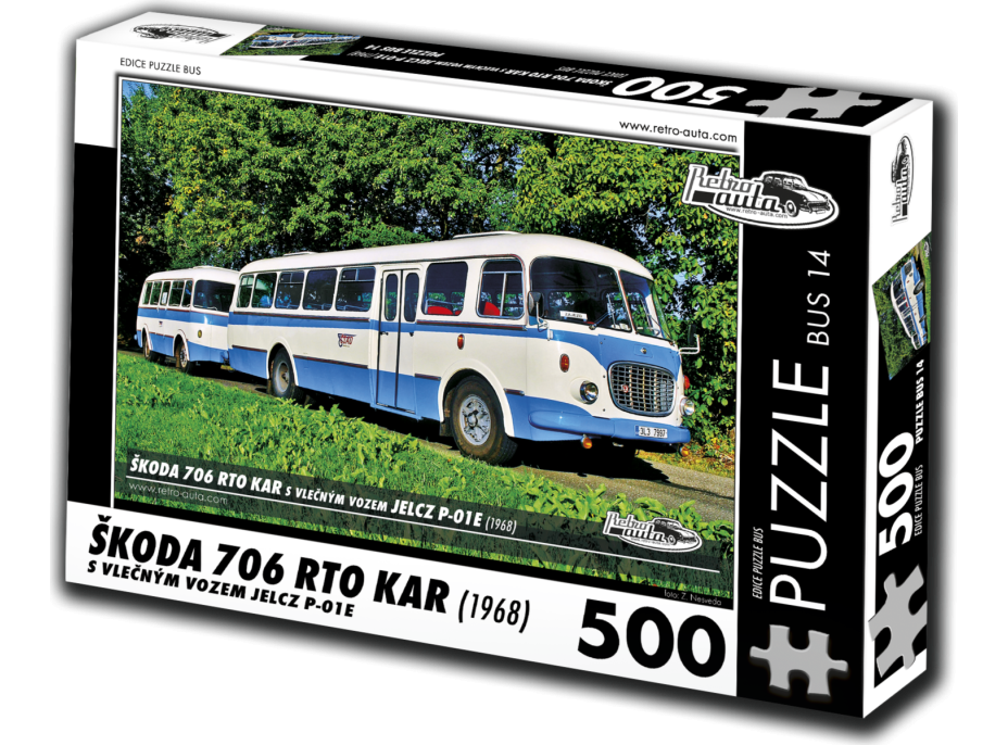 RETRO-AUTA Puzzle BUS č. 14 Škoda 706 RTO KAR (1968) 500 dílků